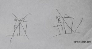 This is a picture of Azul at the counter eating breakfast (this one is x-ed out), the second is the same with the addition of him playing on the tablet (this one is checked).  